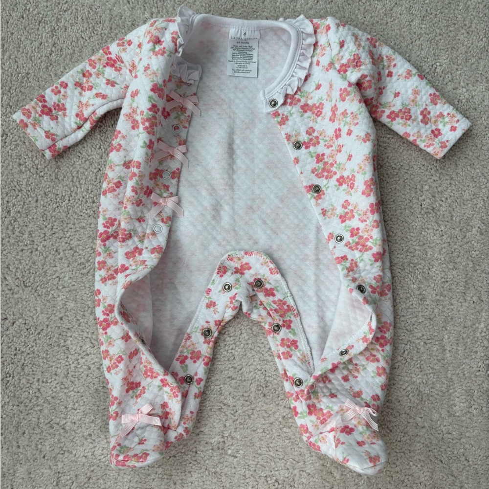 Laura Ashley Pink Floral Footie - Picture 6 of 12